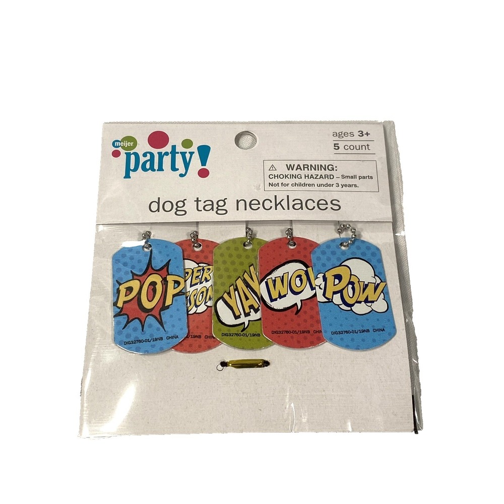 5 count super hero birthday party dog tags necklaces gift bag fillers - Picture 1 of 2